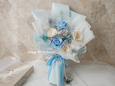 中大型韓式永生玫瑰花束【蔚藍】1