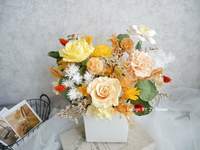 中大型乾燥永生花盆花【燦爛如昔】1