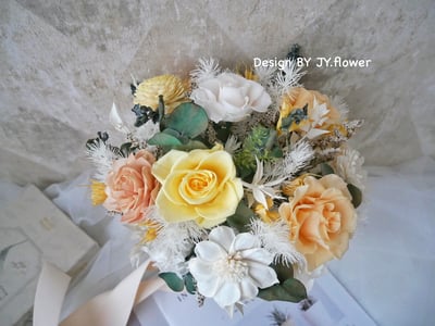 自然型手綁不凋花分束捧花【日光煦煦】3