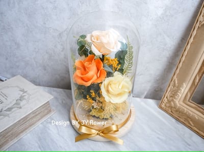 【永生玫瑰長型玻璃盅夜燈】單品課程1