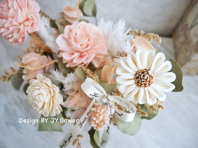 中大型圓盆乾燥花盆花【花漾柔粉】3