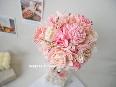 乾燥永生繡球花球樹盆花【戀戀粉櫻】2