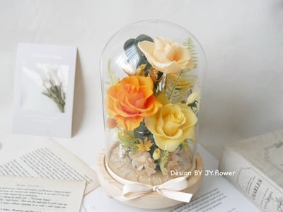 永生玫瑰長型玻璃罩夜燈【燦爛如昔】1