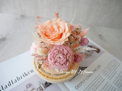 乾燥永生玫瑰水晶球玻璃罩夜燈【妳的溫柔】3