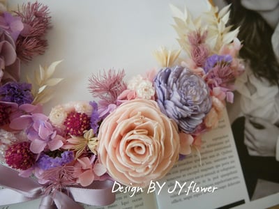 乾燥花中式團扇花【煙紫柔粉】3