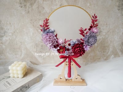 乾燥花中式團扇花【煙紫暗紅】1