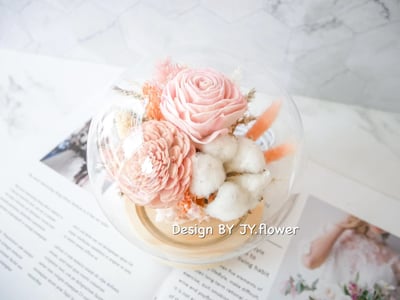 乾燥花水晶球玻璃罩夜燈【柔美氣息】1