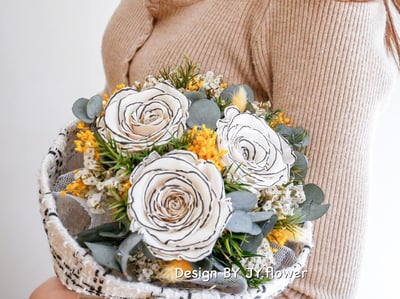 小香風永生玫瑰花束3朵【晨曦】1