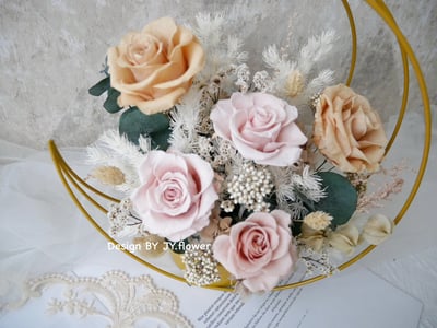 大型永生乾燥月亮桌花【奶茶粉霧】2