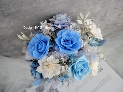 自然型手綁不凋捧花【蔚藍海洋】2