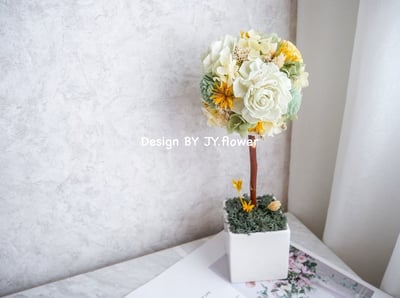 乾燥永生繡球花球樹盆花【初夏日和】1