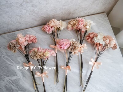 圓形乾燥花分束捧花【粉櫻輕裸】2