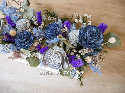 大型長盆乾燥花盆花【魅力紳藍】3