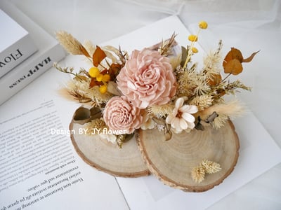 雙層木片乾燥花名片座【輕裸】2