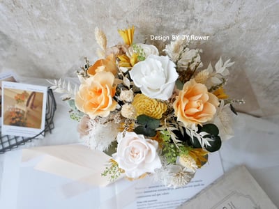 自然型手綁不凋花分束捧花【日光煦煦】4