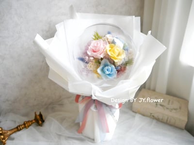 波波球大款永生玫瑰花束【七彩仙境】1