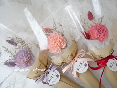 母親節花禮【單支索拉康乃馨乾燥花束】4