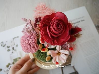 乾燥花水晶球玻璃罩帶路雞夜燈【豐盛富足】3