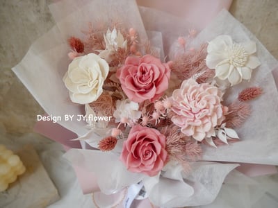 中大型韓式永生玫瑰花束【煙粉】2