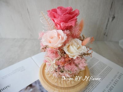 永生玫瑰長型玻璃罩夜燈【春櫻漫飛】2