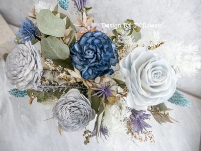 中大型圓盆乾燥花盆花【魅力紳藍】3