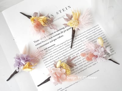 永生花髮插【粉黃柔紫】2