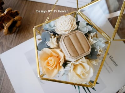 永生玫瑰戒指花盒【澄藍】2