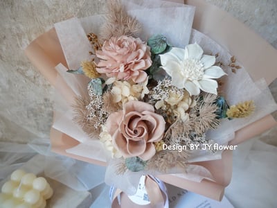 中小型永生玫瑰花束【可可栗棕】2