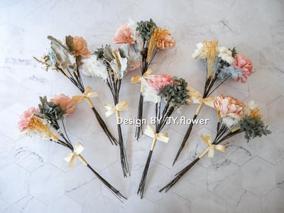 圓形乾燥花分束捧花【柔光森林】4