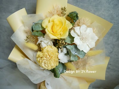 中小型永生玫瑰花束【明黃】2