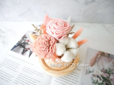 乾燥花水晶球玻璃罩夜燈【柔美氣息】2