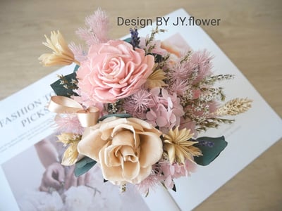 中小型乾燥永生盆花【柔粉燕麥】2