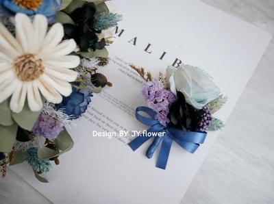 自然型手綁乾燥花分束捧花【黑森莓果】4