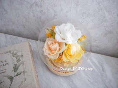 永生玫瑰水晶球玻璃罩夜燈【暖暖日光】4