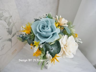 中小型乾燥永生盆花【松綠仙境】2