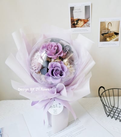 波波球小款永生玫瑰花束【紫鳶幻霧】2