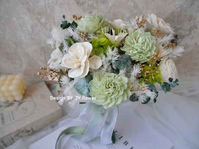 自然型手綁乾燥花捧花【夏日燦金】1