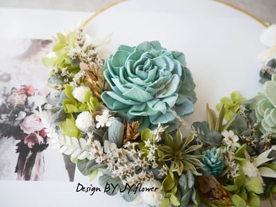 乾燥花中式團扇花【碧波蕩漾】2