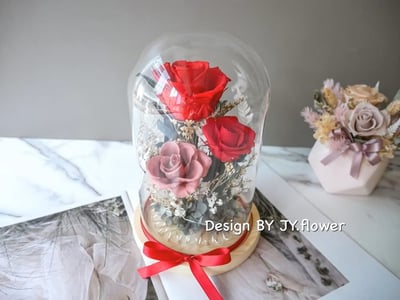 永生玫瑰長型玻璃罩夜燈【公爵夫人】1