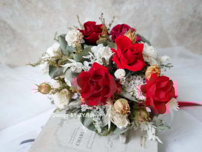 自然型手綁不凋捧花【嫣紅柔綠】2