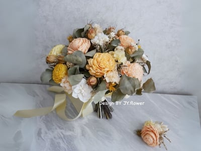 自然型手綁乾燥花分束捧花【皇后印記】1