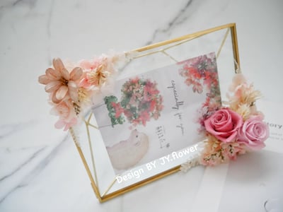 永生玫瑰繡球仿舊金屬玻璃相框【春櫻】3