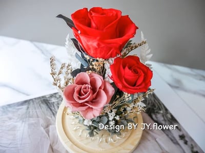 永生玫瑰長型玻璃罩夜燈【公爵夫人】3