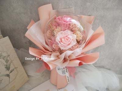 波波球小款永生玫瑰花束【春櫻漫飛】1