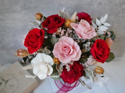 自然型手綁不凋捧花【嫣紅粉黛】2