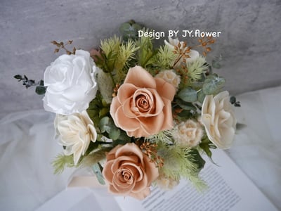 自然型手綁不凋捧花【氣質膚粉】2