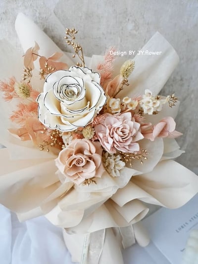 中大型韓式永生玫瑰花束【輕奢粉霧】3