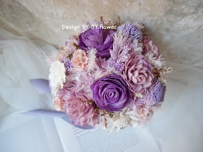 圓形乾燥花分束捧花【浪漫奇緣】3