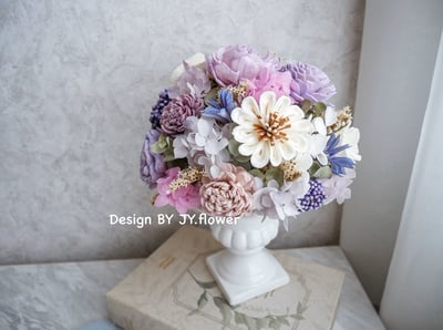 永生繡球乾燥花冠軍杯盆花【鬱紫丁香】1