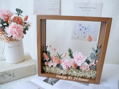 母親節花禮【不凋康乃馨立體木框花】5
